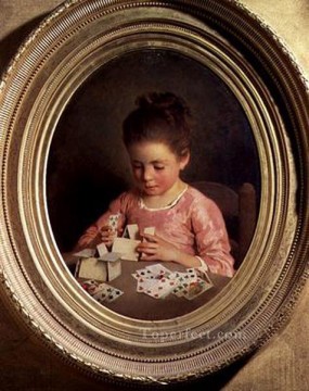カードの家 女性 チャールズ・ジョシュア・チャップリン Oil Paintings